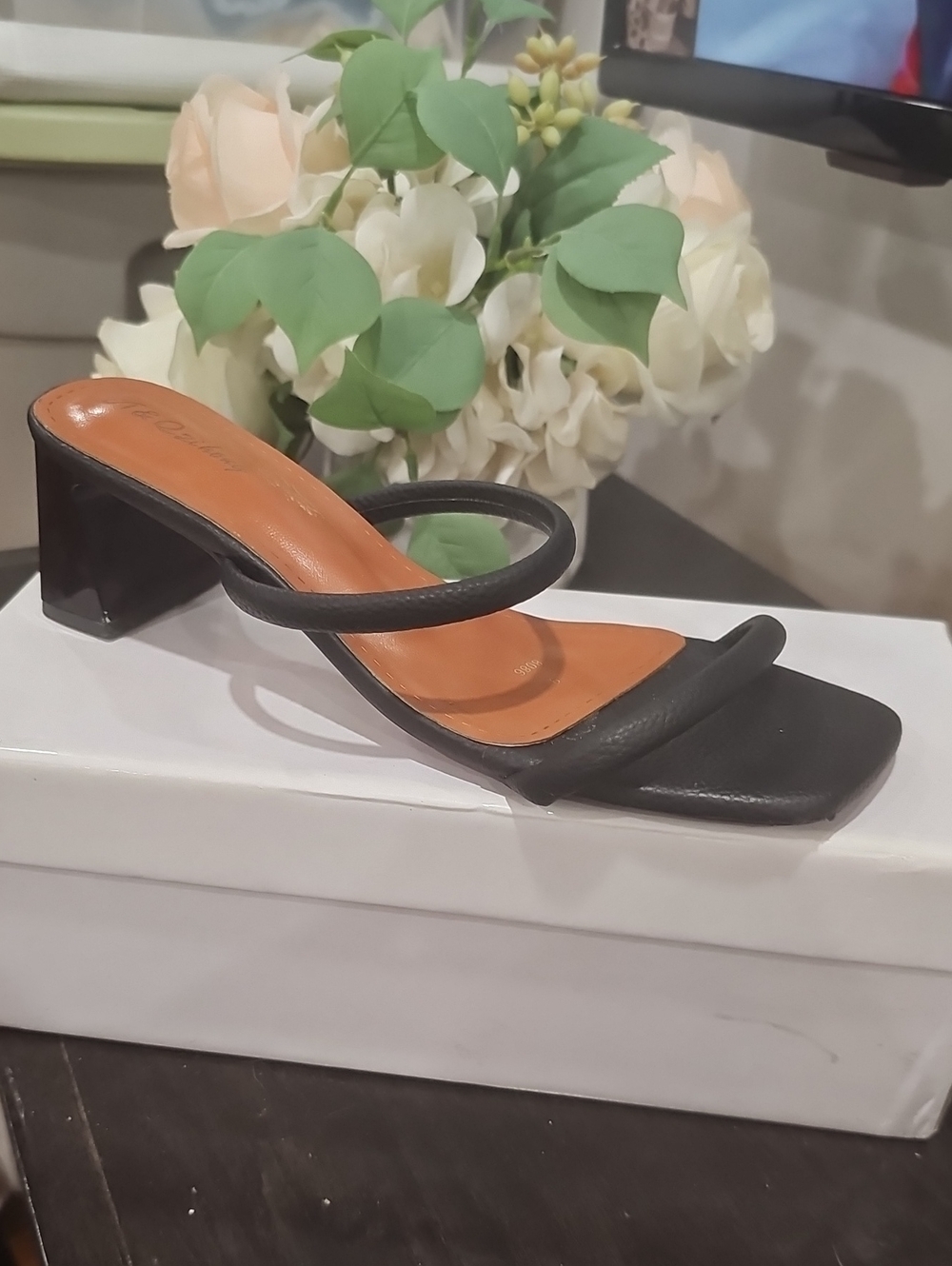 Black Double-Strap Block Heel Mule - Women